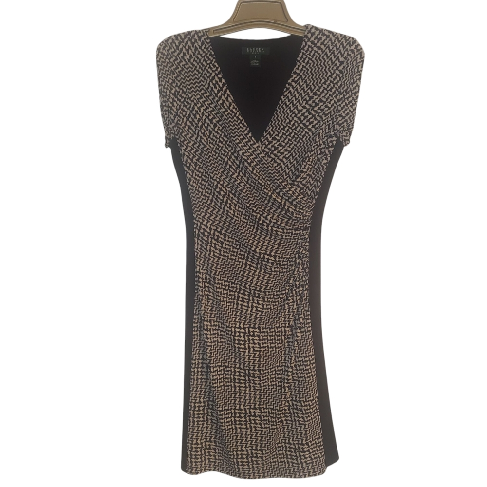 Lauren Ralph Lauren Ruched Surplice Stretchy Classy Lined Dress Size 4 EUC
